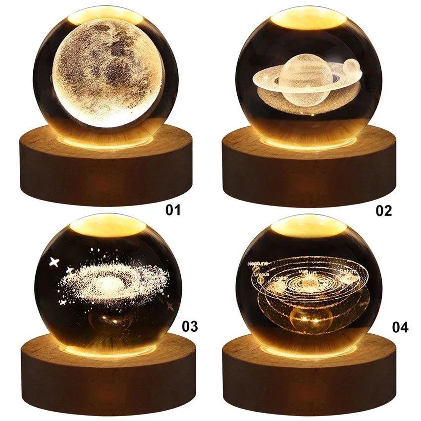 3D Galaxy Crystal Ball Lamp with Plasma Effect