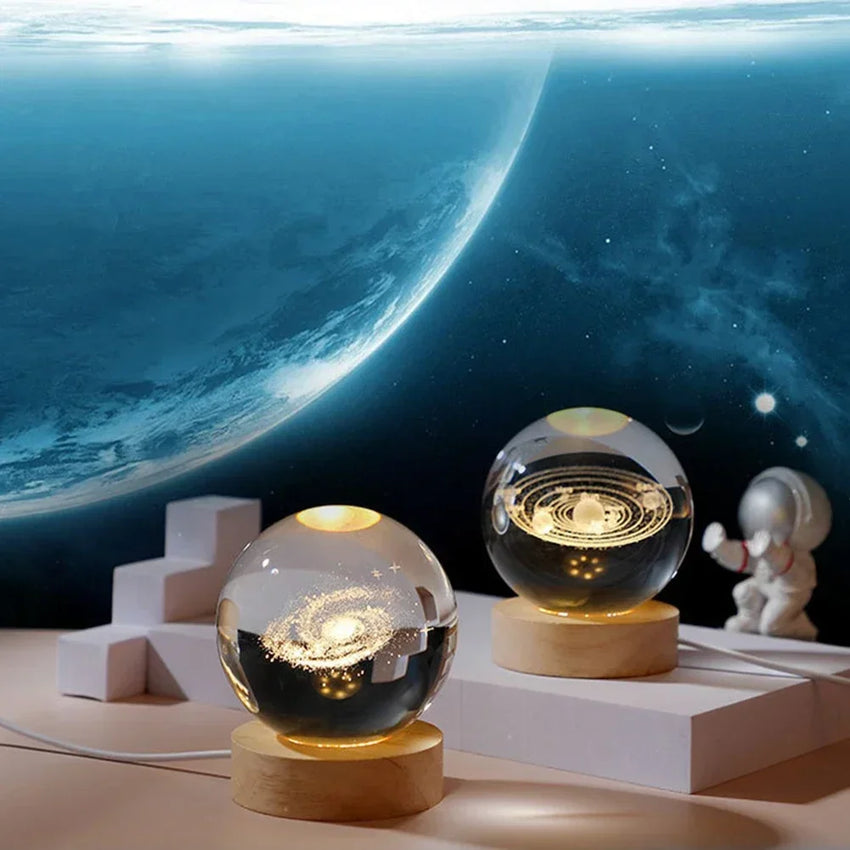 3D Galaxy Crystal Ball Lamp with Plasma Effect